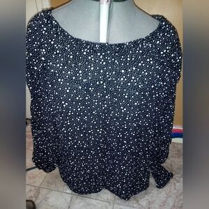 Max Studio ballerina neck top with fancy sleeves